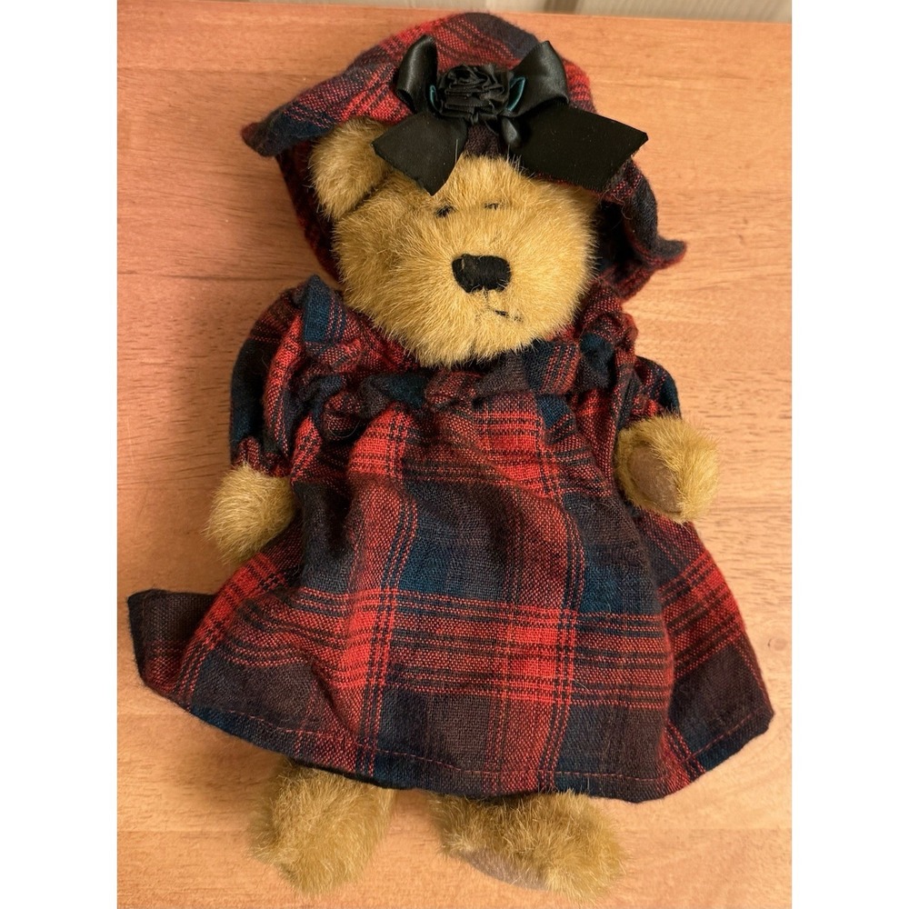 The Boyds Collection J.B. Bean Series Jointed Bear Evelyn Plush Plaid Dress/hat - Picture 2 of 5